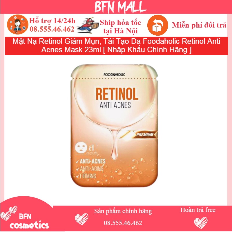 Mặt Nạ Retinol Giảm Mụn, Tái Tạo Da Foodaholic Retinol Anti Acnes Mask 23ml [ Nhập Khẩu Chính Hãng ] | BigBuy360 - bigbuy360.vn