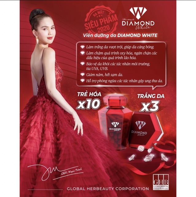 (Full 60v) Diamond white và beauty plus viên uống trắng da ngọc trinh