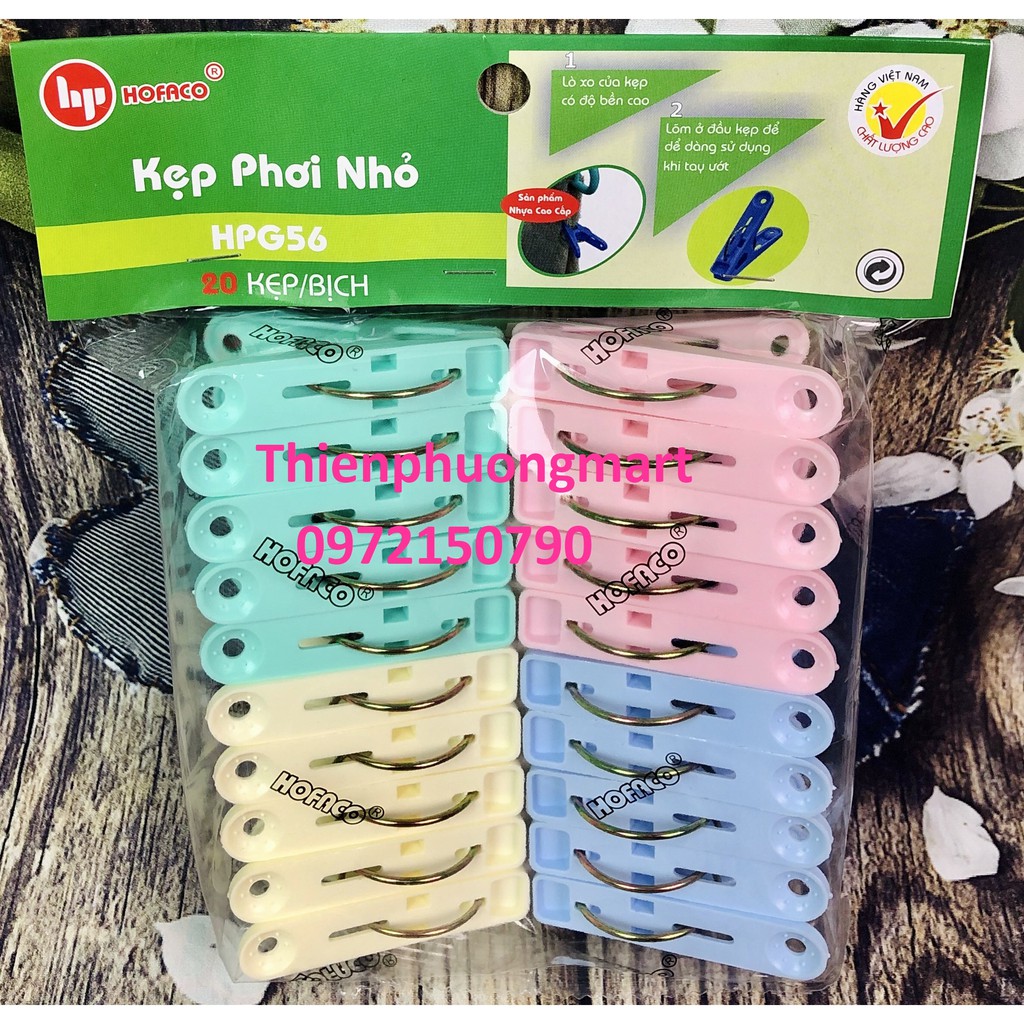 Kẹp phơi nhỏ HPG56 – Kẹp quần áo bằng nhựa cao cấp – Móc nhựa HOFACO