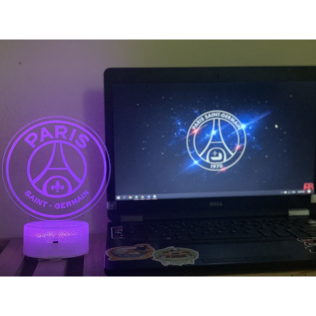 Đèn Ngủ Led 3D Logo CLB Bóng đá Paris Saint Germain  | 16 Màu + Remote | Đèn Led 3D PSG trang trí phòng n