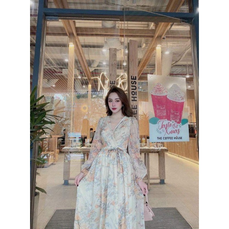 VÁY HOA 3D CỔ V DÁNG MAXI | BigBuy360 - bigbuy360.vn