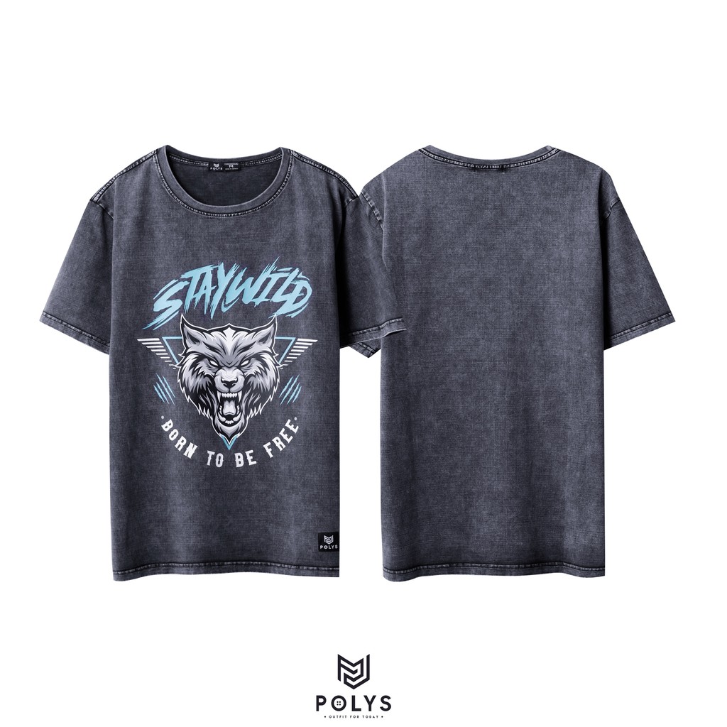 Áo Thun Nam Tay Ngắn STAY WILD - POLYS | Chất Cotton Wash, Dày Dặn, Co Dãn, Cực Chất, Hình In Cao Cấp, Không Bong Tróc