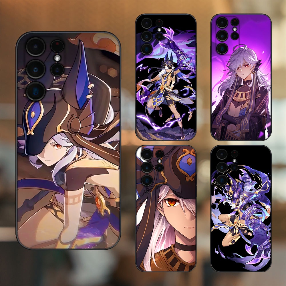 Ốp lưng Samsung S21 Ultra, S22 Ultra viền đen in hình Cyno Genshin Impact