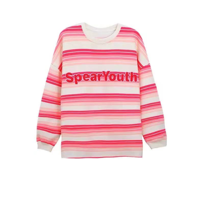 Áo Sweater Mỏng Dáng Rộng Kẻ Sọc Kiểu Hàn Quốc Thời Trang Mùa Xuân Cho Nữ