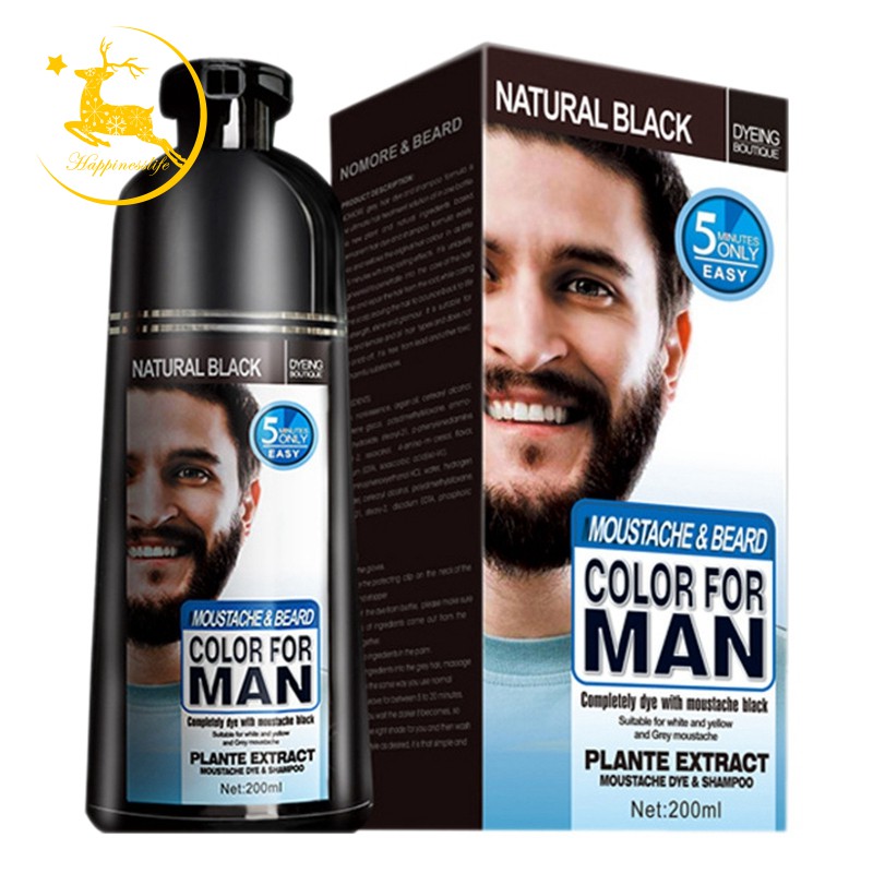 Permanent Beard Dye Shampoo for Men Beard Dying Removal White Grey Beard Hair Men Beard Shampoo 200ML