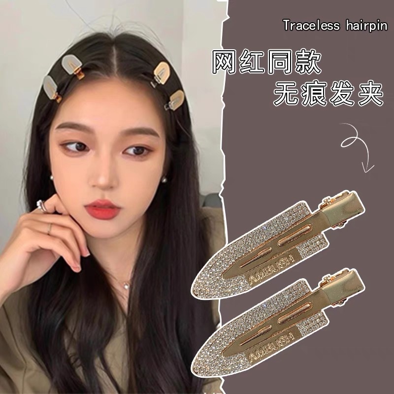 Kẹp tóc mỏ vịt đính đá đơn giản cho nữ