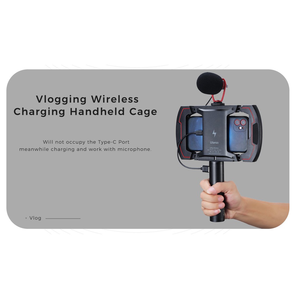 Khung Tay Cầm Quay Phim Tích Hợp Sạc Không Dây Ulanzi U-Rig Wireless Fast Charging Handheld Vlogging Cage