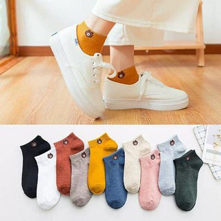 Tất Nữ - Set 10 đôi tất vớ gấu cổ ngắn thời trang kèm túi đựng có nhiều màu