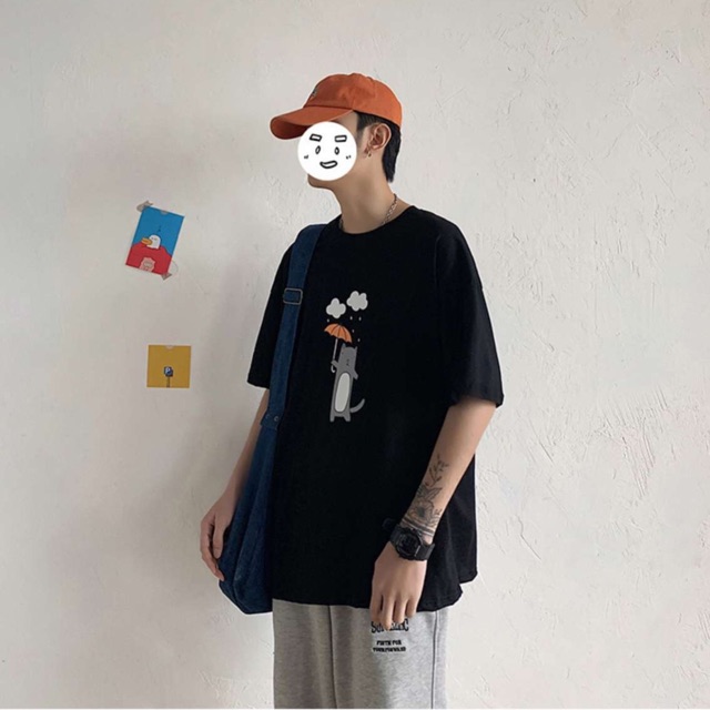 Áo Thun Unisex Tay Lở In Hình Dễ Thương