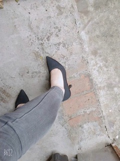 Giày cao gót len gân 7cm (ảnh thật)
