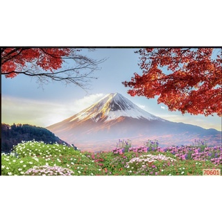 tranh núi phú sĩ dán tường 3d. tranh vải lụa