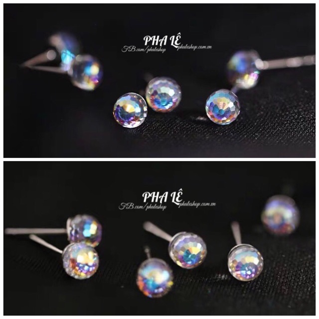 Bông Sát Tai Pha Lê Tròn Dát Nhiễn Được Thiết Kế Từ Pha Lê Swarovski