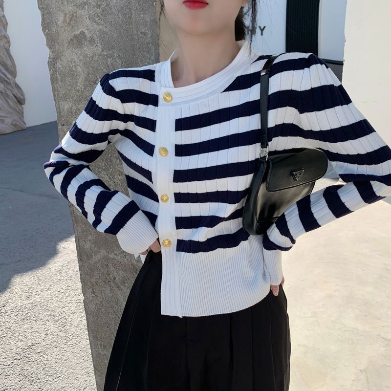 IELGY Áo Khoác cardigan Dệt Kim Tay Dài Kẻ Sọc Thời Trang Dành Cho Nữ