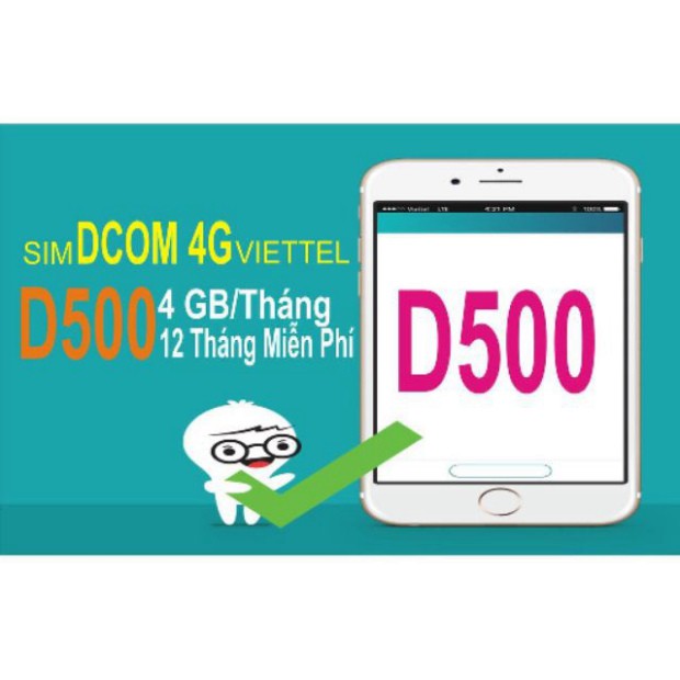 ZXV55 LDOL SIM 4G Viettel tiêu dùng TRỌN GÓI 1 NĂM 4G/THÁNG D500 12 ZXV55