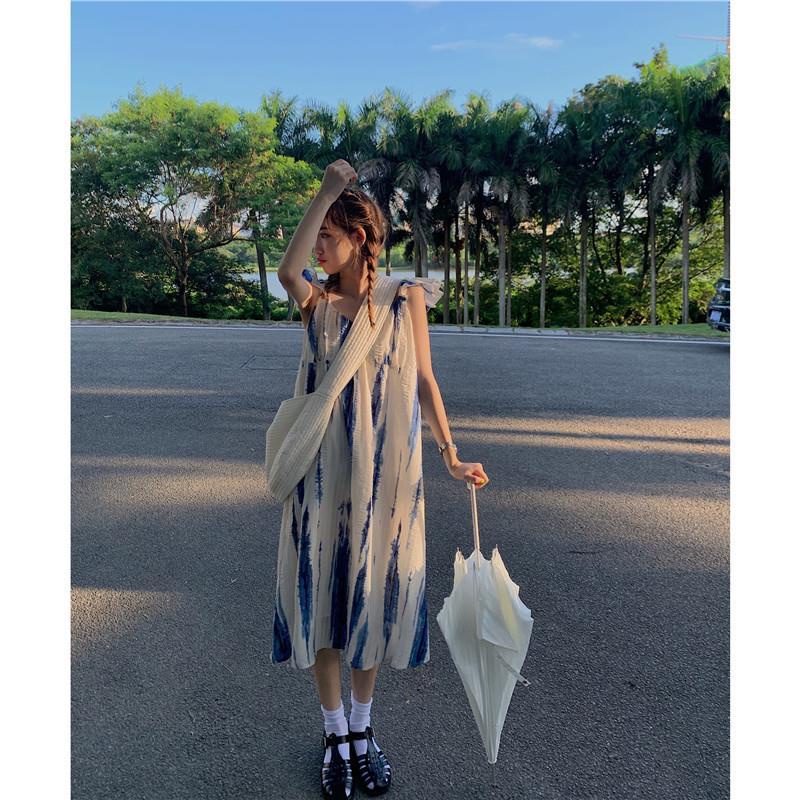 Đầm Hai Dây Nhuộm Màu Ngọt Ngào Thiết Kế Mới Mùa Hè Cho Nữ 2021