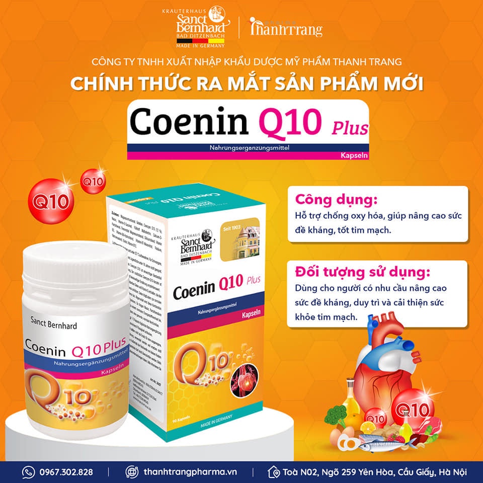 Viên nang Coenin Q10 giúp cải thiện chức năng tim mạch, chống oxy hóa, tăng cường sức đề kháng (30 viên)