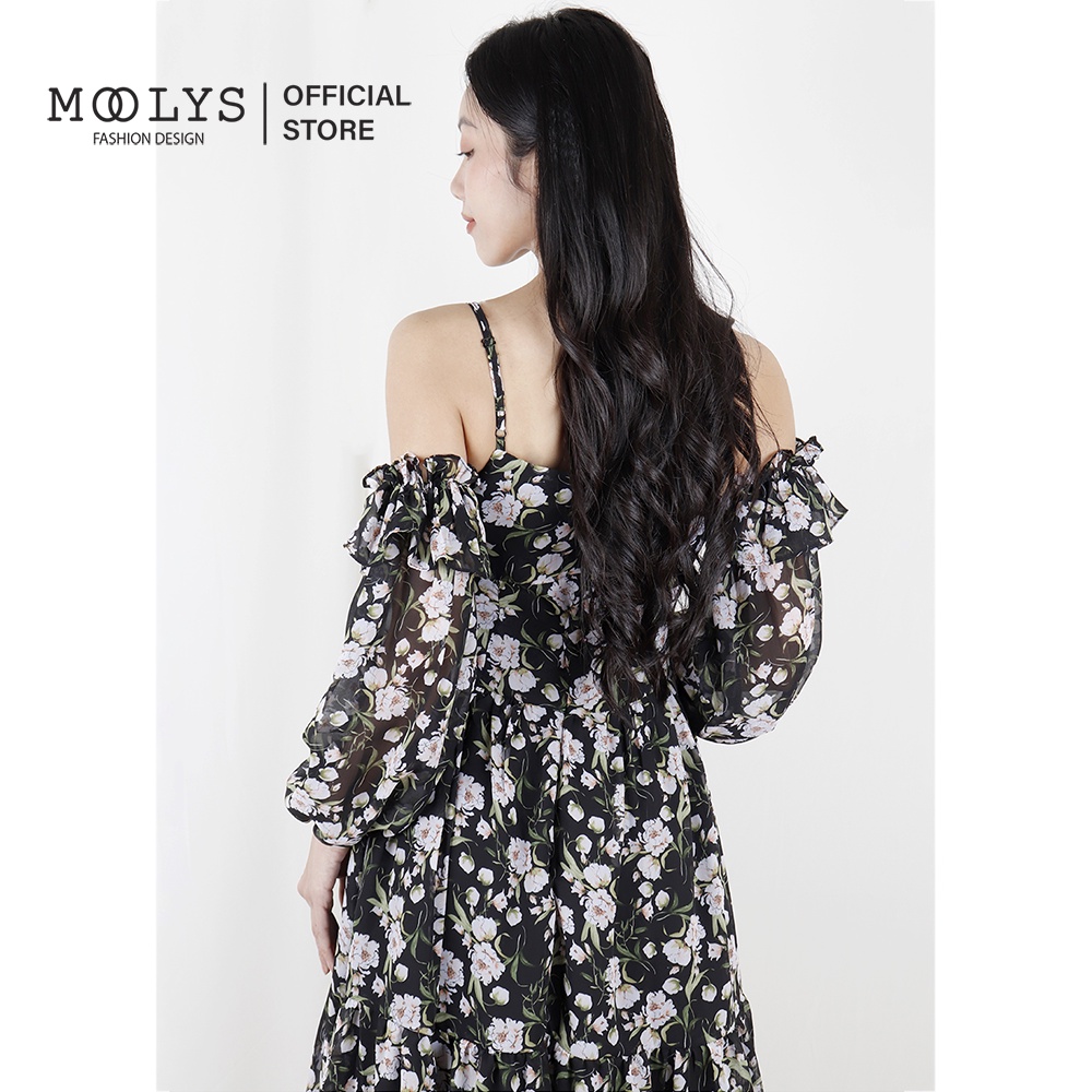 Đầm hoa dài tiểu thư dễ thương Moolys MD009