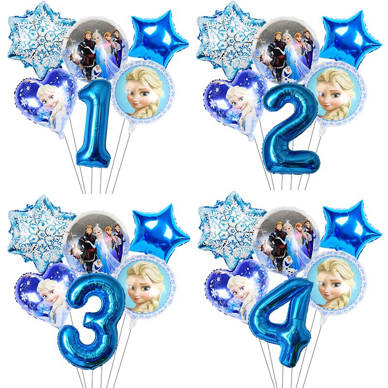 Set 6 Bong Bóng Lá Nhôm Chủ Đề Công Chúa Elsa Trang Trí Tiệc Sinh Nhật Cho Bé