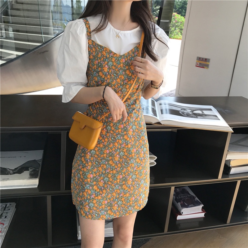 Váy nữ đầm nữ hoa nhí kèm áo rời dạng yếm V05 | BigBuy360 - bigbuy360.vn