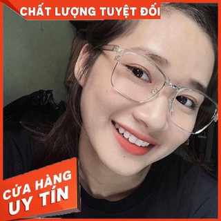 HÀNG CAO CẤP -   Gọng kính cận vuông kim loại, càng nhựa dẻo, cho cả nam và nữ 2723  - Hà