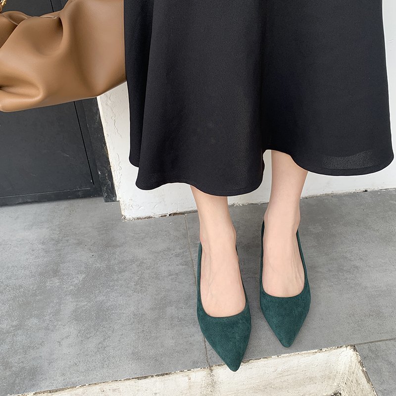 Giày Nhung Gót Thấp Thời Trang Công Sở Thanh Lịch Cho Nữ