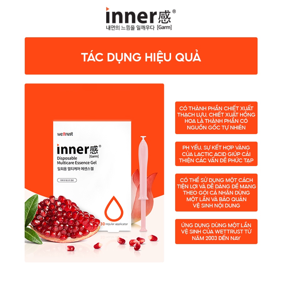 Inner Gel Dưỡng Vùng Kín WETTRUST INNERGARM Disposable Multicare Essence Gel 1,7g x 10 Ống tách lẻ