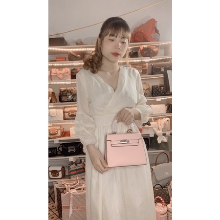 Túi xách HM da gạo dáng cao size 21 tặng kèm khăn fullbox