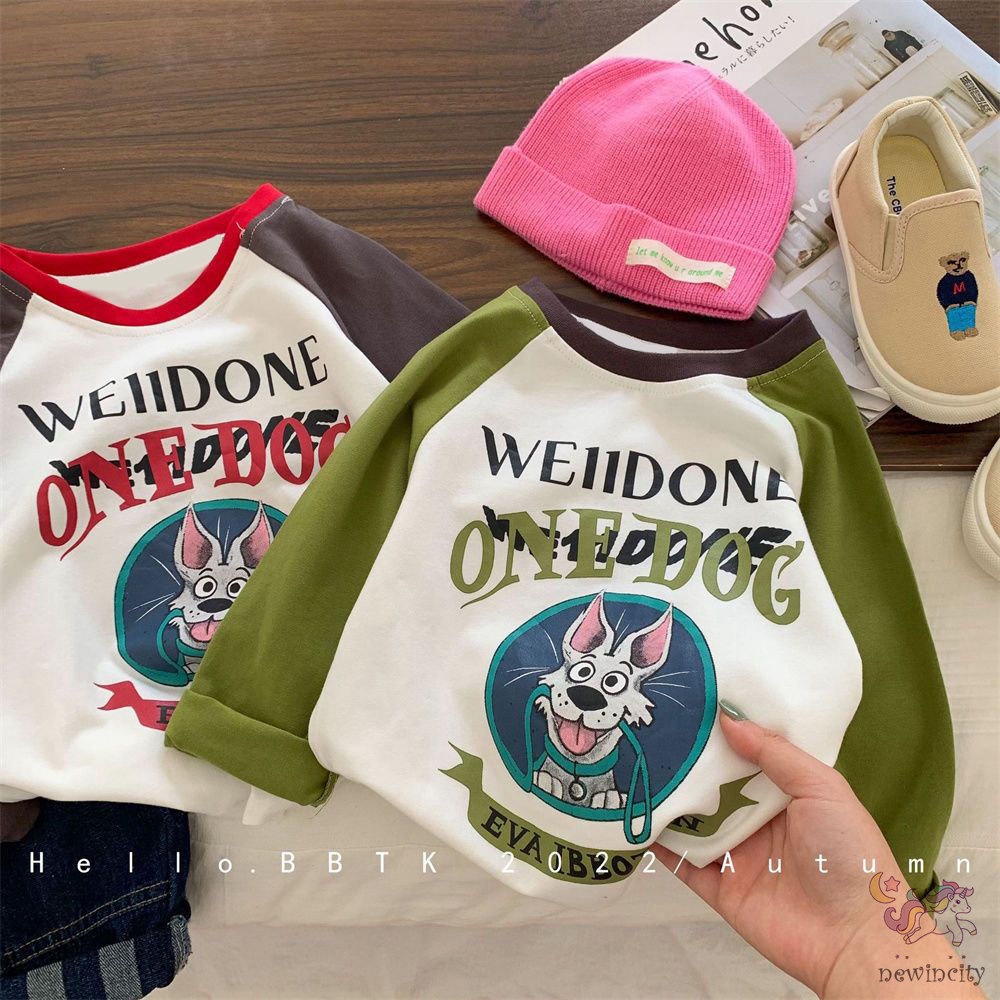 Áo Thun Tay Dài In Họa Tiết Hoạt Hình Dễ Thương Phong Cách Hàn Quốc Thời Trang Mùa Thu Cho Bé