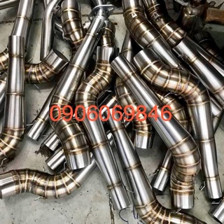 Co nối, khúc cong cổ pô hai khúc inox 304 gắn mọi xe