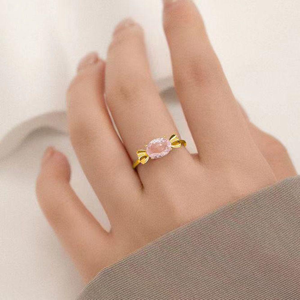 Nhẫn Hở Y2K Bằng Kim Loại Màu Hồng Thiết Kế Độc Đáo Thời Trang Cho Nữ