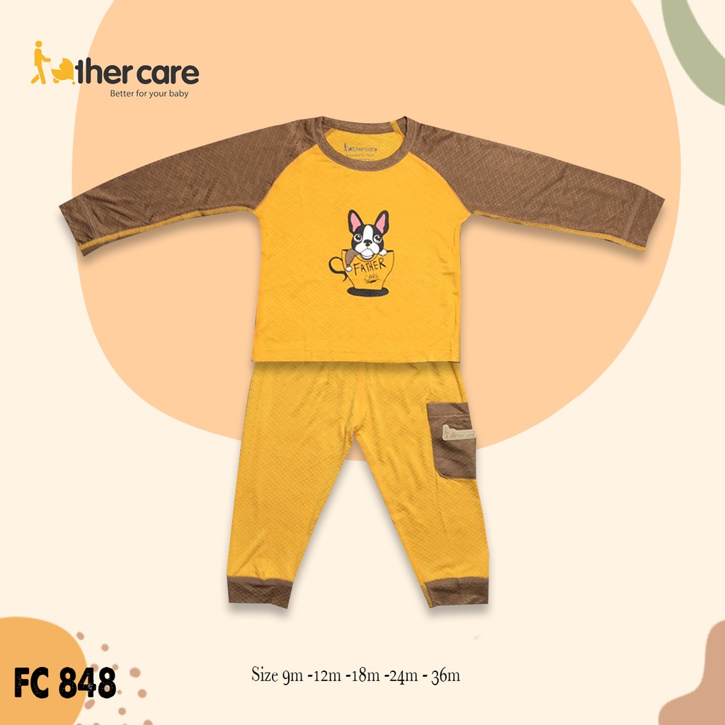 Bộ Quần áo trẻ em FatherCare Raglan DT - Cún tách trà FC848