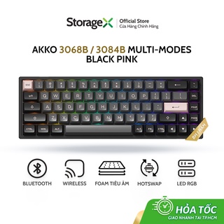 Bàn phím cơ AKKO 3068B / 3084B Black Pink (Bluetooth / wireless / Hotswap / LED RGB) - Hàng chính hãng