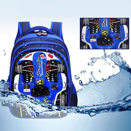 Balo học sinh chống gù, chống thấm nước cao cấp in hình 3D oto - BLHS12