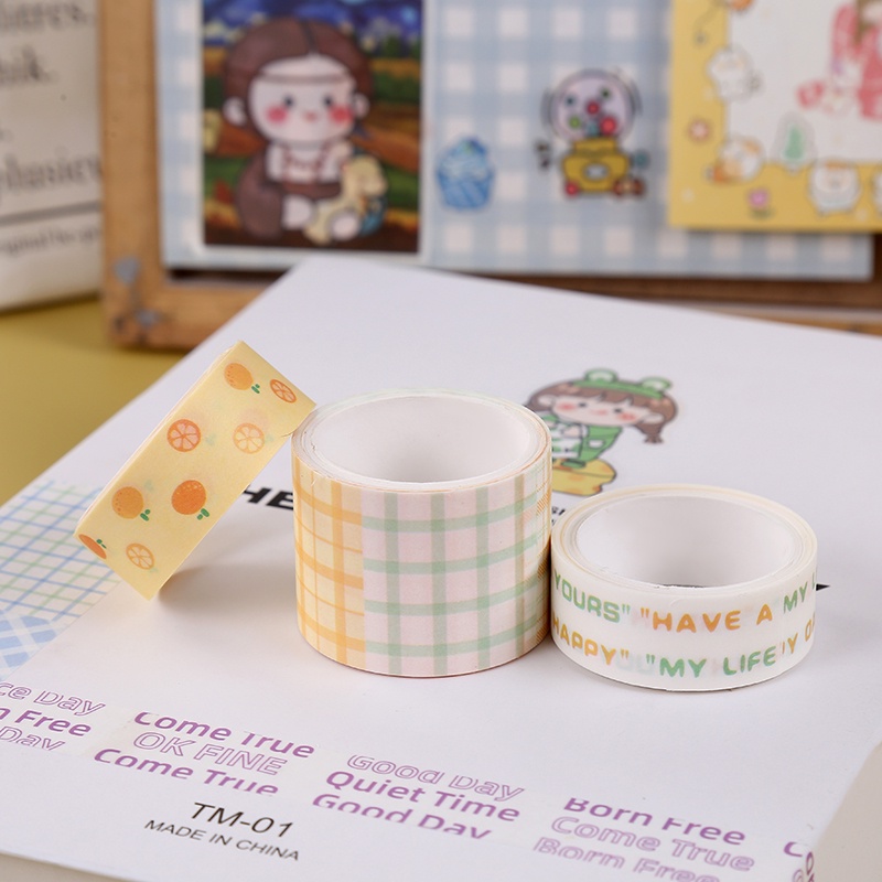 Washi tape set 3 cuộn trang trí sổ tay WS01 - Băng keo họa tiết trái cây dễ thương