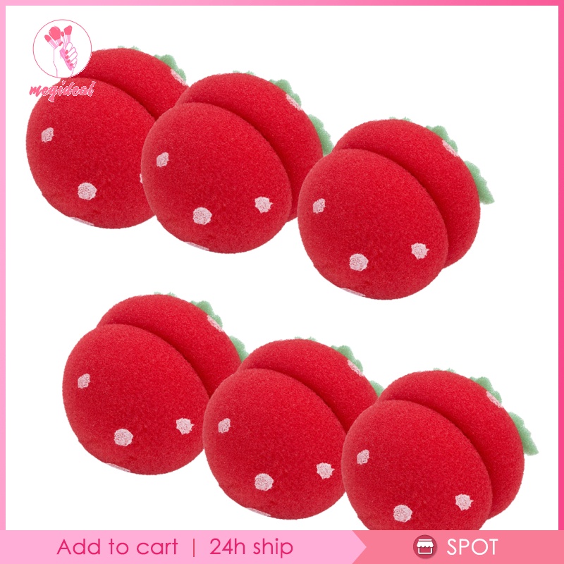 Set 6 Lô Uốn Tóc Mềm Mại Hình Quả Dâu Tây Dễ Thương DIY