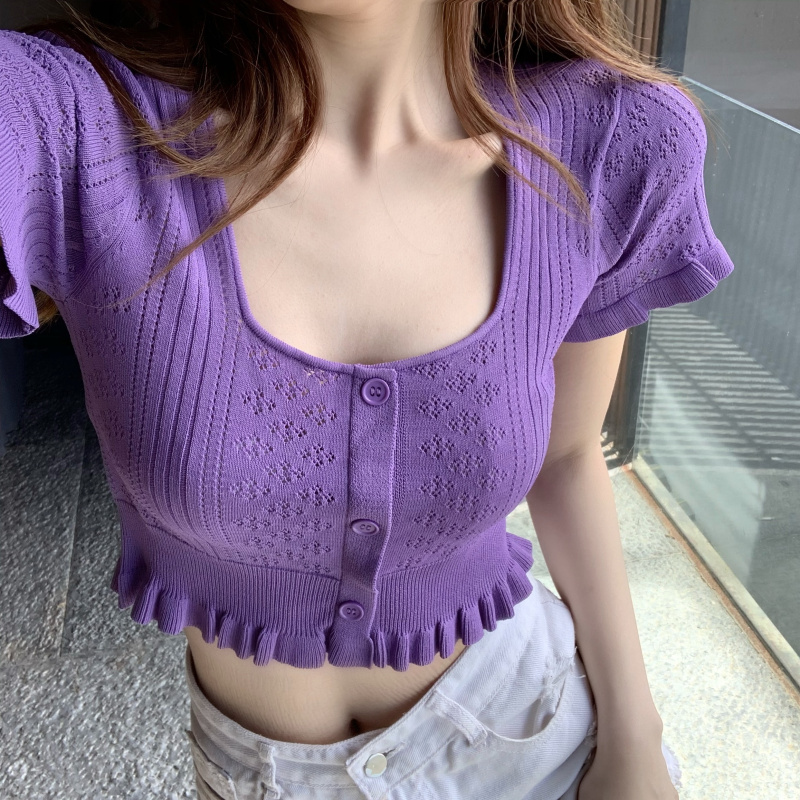 Áo Lửng Ngắn Tay Phong Cách Trẻ Trung Quyến Rũ Dành Cho Nữ