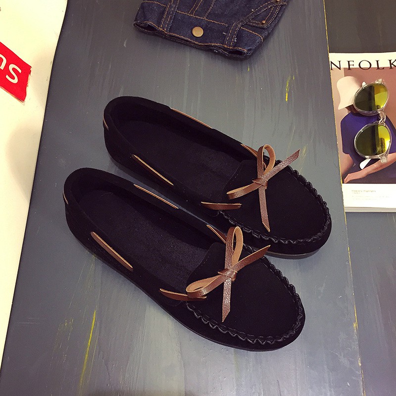 Giày lười da lộn nữ - thắt nơ - siêu xinh | BigBuy360 - bigbuy360.vn