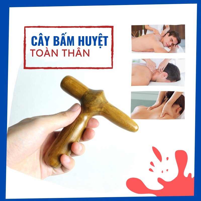 Cây bấm huyệt toàn thân chữ thập bằng gỗ