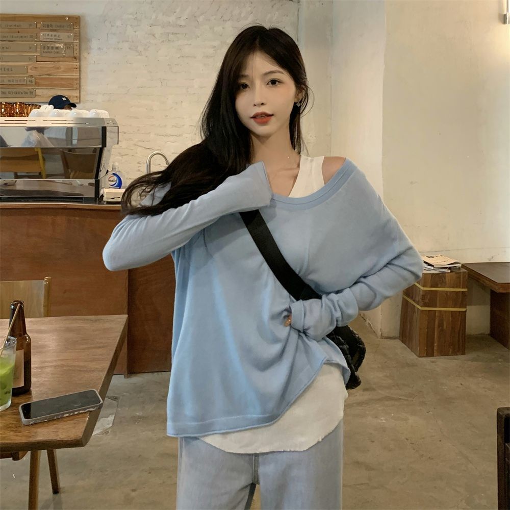 Áo Thun Tay Dài Màu Xám Thiết Kế Mới 2022 Phong Cách Âu Mỹ Cho Nữ