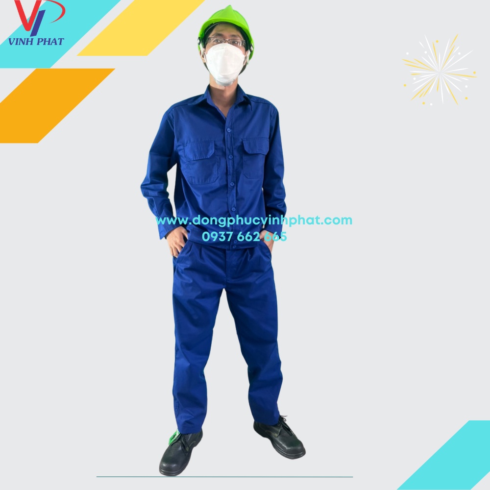 Đồ Công Nhân Bộ Bảo Hộ Lao Động Đồng Phục, Quần Áo Màu Xanh Sửa Xe Vải Kaki Loại 1 Mềm Mát Đủ Size