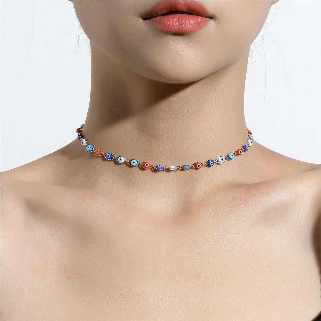 vòng cổ Mạ Vàng 14k Hình Mắt Quỷ Thổ Nhĩ Kỳ