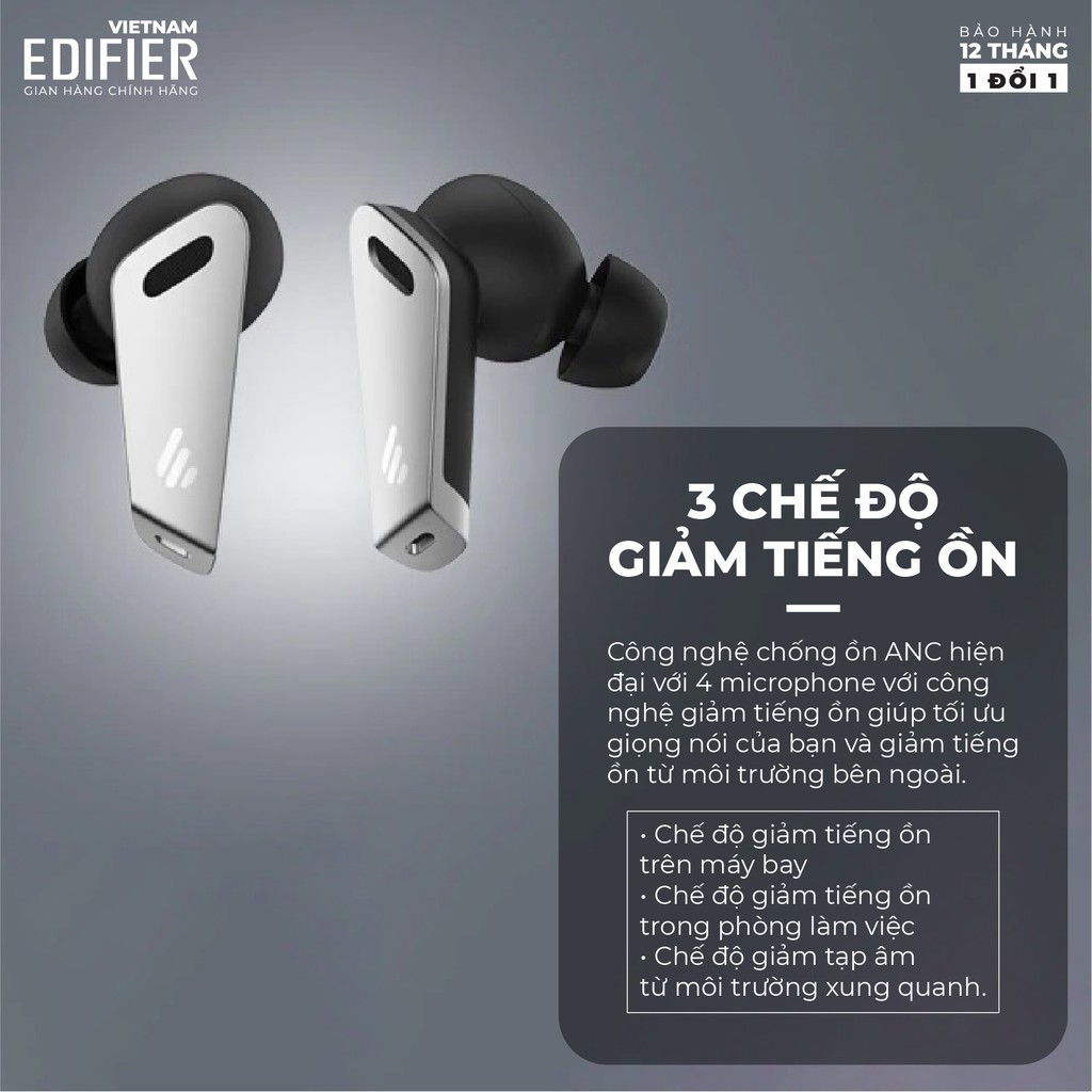 Tai nghe Bluetooth 5.0 EDIFIER TWS NB2 Âm thanh Stereo Chống nước IP54 Hàng chính hãng Bảo hành 12 tháng