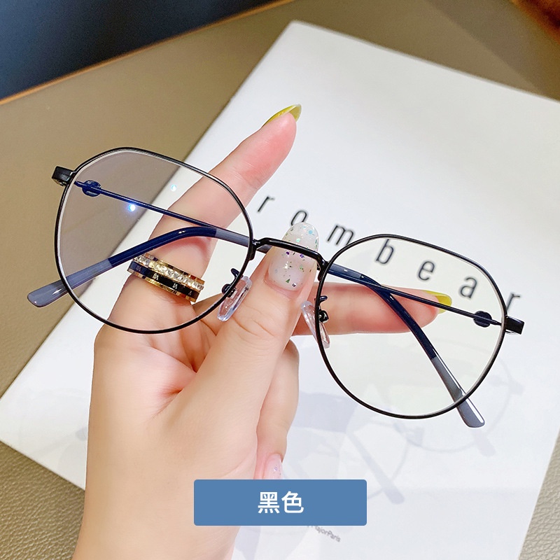 Mắt kính gọng kim loại tròn chống bức xạ phong cách Retro Hàn Quốc