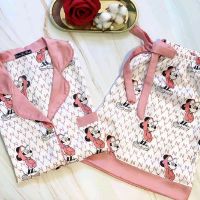 Bộ Pijama lụa satin cộc họa tiết
