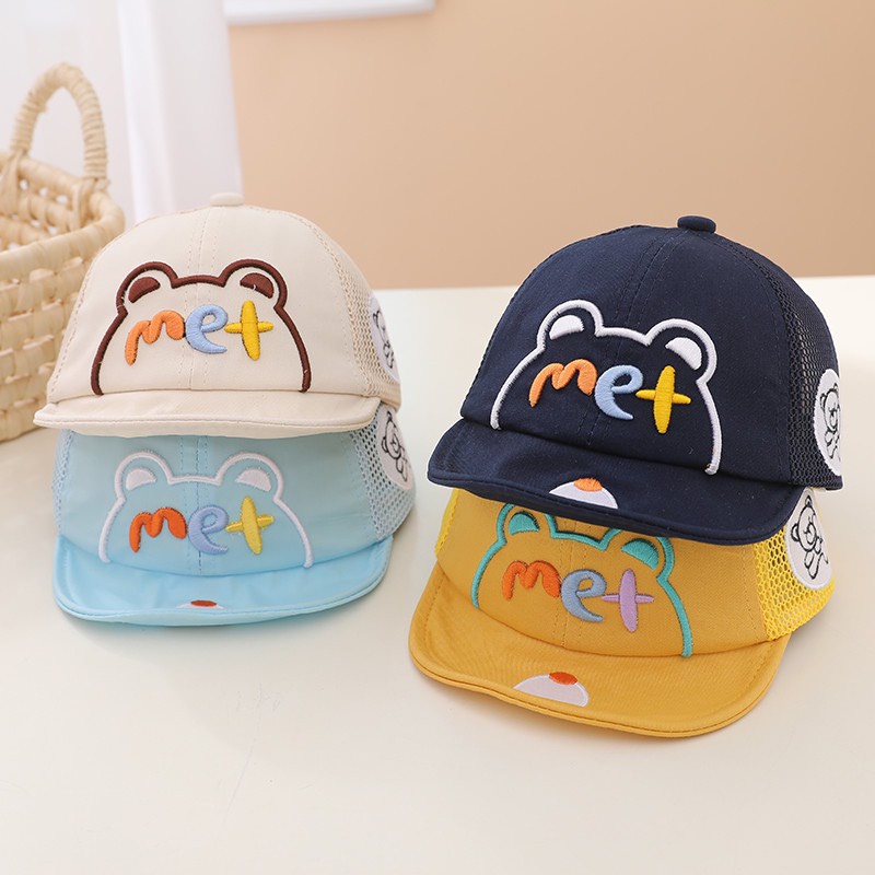 Mũ lưỡi trai cho bé Jasmine Baby phối lưới thêu chữ MET