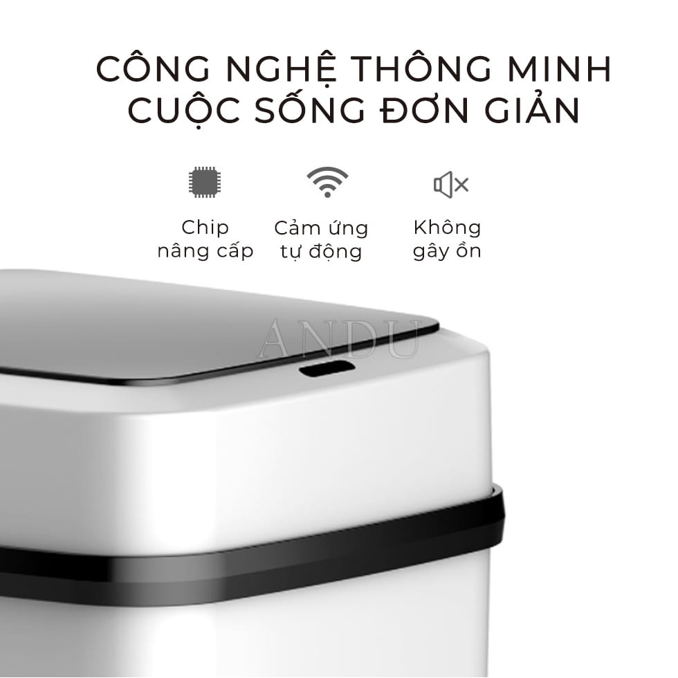 Thùng rác thông minh, thùng rác tự động cảm ứng gia đình có nắp tiện lợi