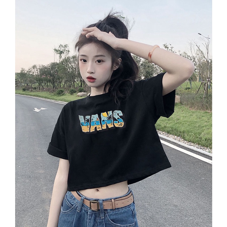 Áo Thun Crotop Form Rộng Unisex Tay Ngắn In Chữ VANS Ulzzang Style Hàn Quốc TTT0160