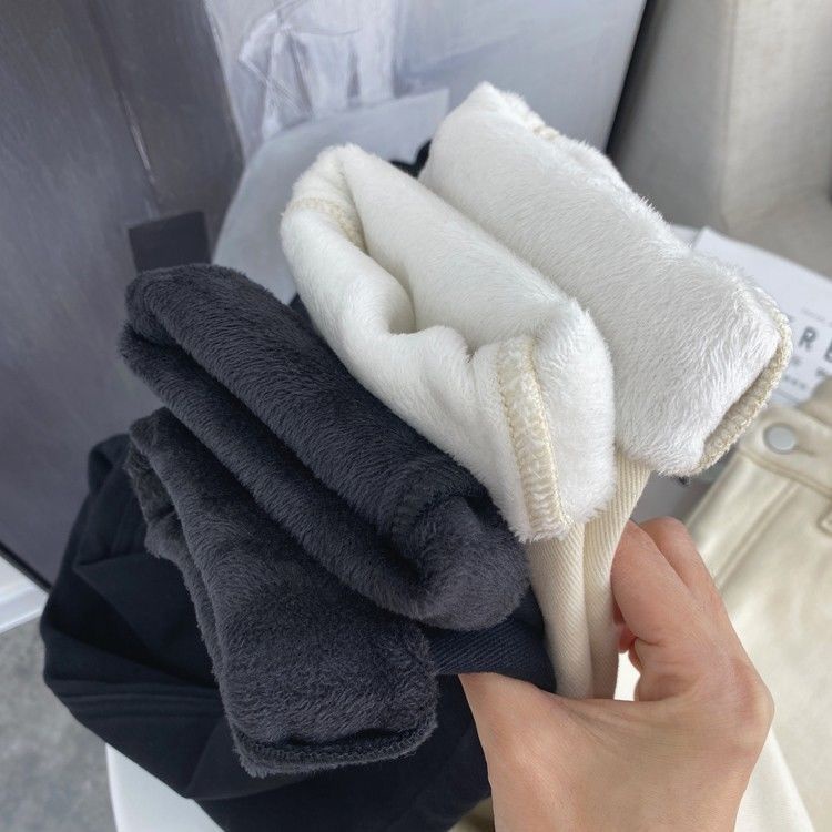 Quần Jean Đen Dài Tới Mắt Cá Chân Eo Cao Lót Lông Cừu Phong Cách Mới Năm 2021 Dành Cho Bạn Nữ