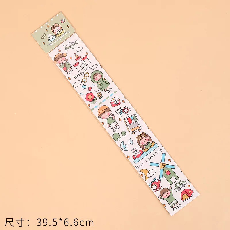 (FREESHIP50K) Sticker hình dán dài trang trí sổ vở ốp điện thoại dễ thương phong cách Hàn Quốc