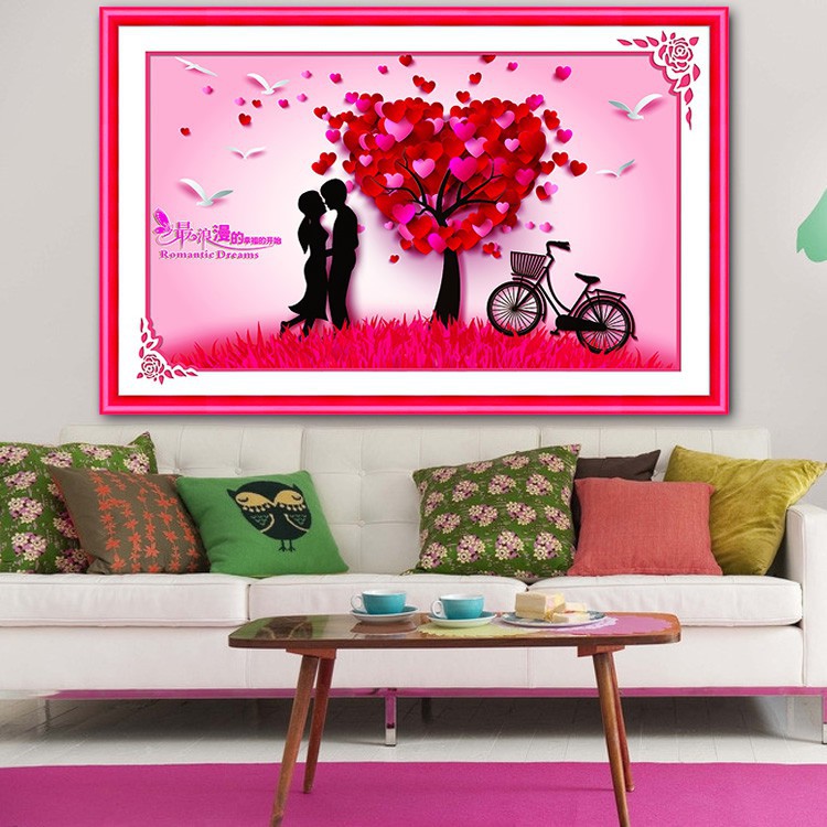 Tranh đính đá Gặp nhau dưới cây tình yêu DF2429( 60x40cm) - chưa đính đá